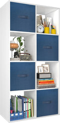 PrimeZone Stackable 8 Cube Storage Organizer: Wood Cubes Shelf Fits Cubby Bins - Square Cubicle Bookshelf Cabinet for Closet 