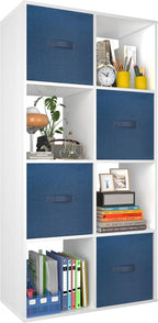 PrimeZone Stackable 8 Cube Storage Organizer: Wood Cubes Shelf Fits Cubby Bins - Square Cubicle Bookshelf Cabinet for Closet 