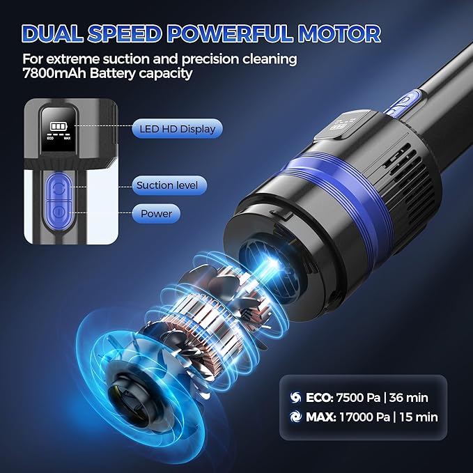 Handheld Vacuum Cordless Rechargeable 2-Speed Modes| 3-in-1 Portable Cordless Vacuum Cleaner with Charging Dock, for Car Home