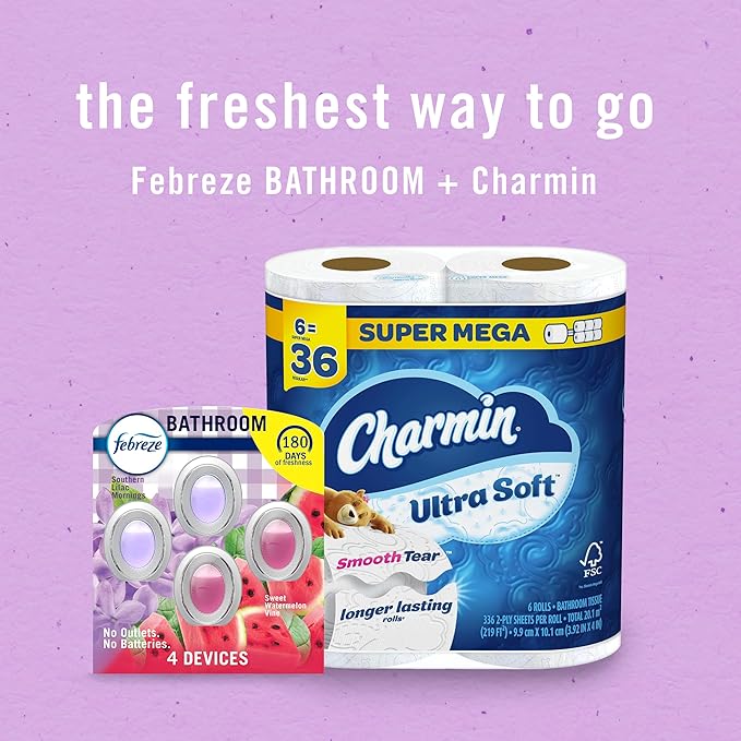 Febreze Bathroom Air Freshener, Odor-Fighting, Plug In Alternative, Air Fresheners for Home and Bathroom and Kitchen, Closet 