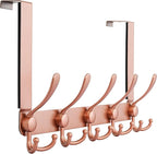 Dseap Over The Door Hook Hanger - Fits 1 3/8" to 1 3/4" Standard Doors | 5 Tri Hooks Heavy Duty Towel/Coat Rack | Door Organi