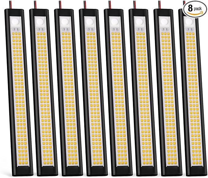 12V LED Light, Enclosed Trailer Light, 12 Volt Lights, 12v LED Lighting for RV Interior, Strip Lights for Trailer, Cargo, Truck, Van, Shed, RV(8Pack, 4000K, Black)
