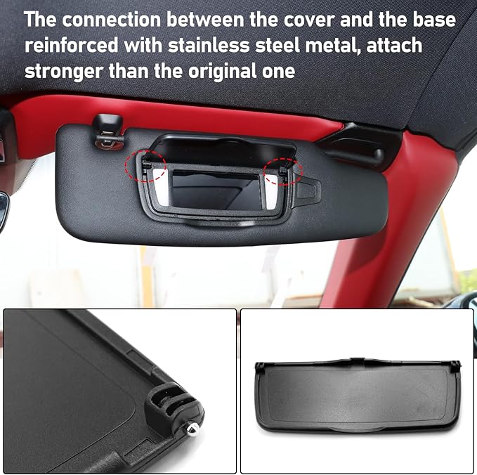Jaronx Compatible with Porsche Sun Visor Mirror Cover, Left/Right Sun Visor Vanity Mirror Cover Replacement Compatible with Boxster Cayman 981/718 2014-2025, Compatible with Carrera 911 2012-2025