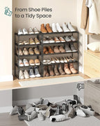 SONGMICS Shoe Rack, 4-Tier Shoe Organizer, Metal Storage Shelf, Upright or Upside Down, for 5-10 Pairs, Stackable, for Entryw