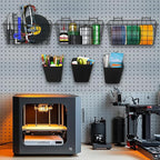 Pegboard Basket Organizers, Peg Board Large Baskets Hooks Bins Cups Tool Organizer 6 Pack Set, Wall Storage Display Hanging A
