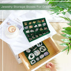 Junkin 12 Pcs Jewelry Tray Velvet Stackable Jewelry Organizer Trays Divided Earring Accessories Storage Containers Box (Rose 