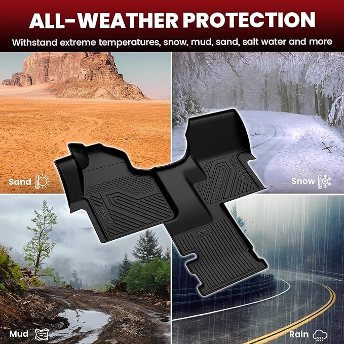 LASFIT Floor Mats for Mercedes Benz & Dodge Sprinter 2500/3500 2007-2018 (Fit for Cargo Van), All Weather TPE Floor Lienrs Custom Fit Sprinter 2007-2018 Car Mats, 1st Row & Center Aisle Liner