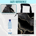 Car Garbage Bag Abstract Marble Golden Veins Drawstring Car Trash Bag Hanging for Back Seat with Adjustable Buckle Canvas Vehicle Trash Can Easy-to-Install