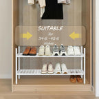 Shoe Rack, Expandable Shoes Organizer Metal Shelf Stand, 2 Tier Stackable Long Shoe Storage Holder For Closet, Floor, Entrywa