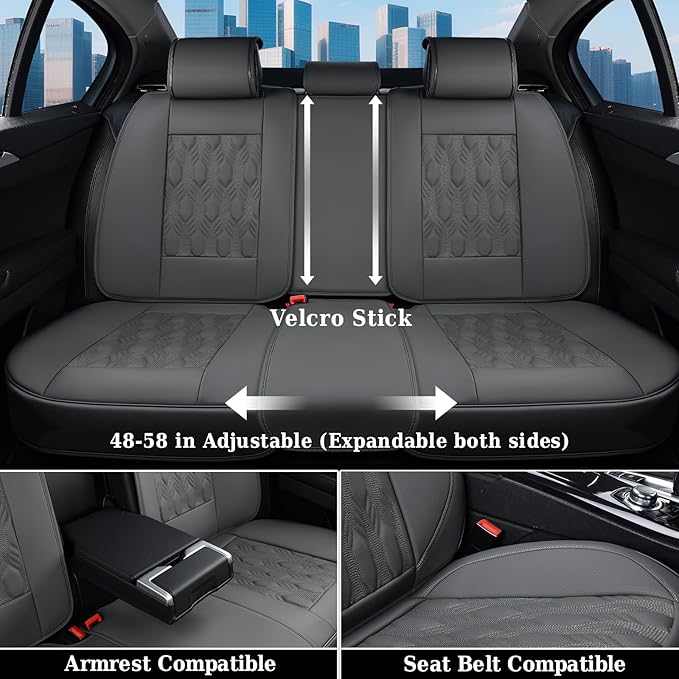 Coverado Car Seat Cover Full Set, Waterproof Front and Back Seat Covers for Cars, 5-Pack Leather Seat Covers, Car Seat Protec