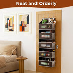 5 Tier Over The Door Organizer - Large Capacity Behind Door Hanging Shelves with 10 Mesh Pockets and Clear Windows, Closet Or