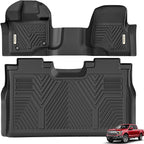 YITAMOTOR Floor Mats for 2015-2026 Ford F-150 Super Crew Cab Bench Seat, Custom Fit All Weather Anti-slip TPE Rubber Mat, Super Duty Ford F150 Accessories, F 150 Floor Liners Set, 1st & 2nd Row, Black