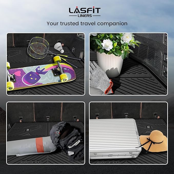 LASFIT Trunk Mat & Backrest Mats for Lincoln Aviator 2026 2025 2024 2023 2022 2021 2020, All Weather TPE Custom Fit Cargo Liner for Aviator Cargo Mat 2020-2026, Black, Easy to Clean