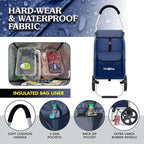 Ultra-Lightweight Blue Foldable Shopping Cart for Groceries Large 42L Capacity Rubber Wheels, Removable Insulated Bag Liner, Durable Aluminum Frame, Multi-Function Personal Hand Truck