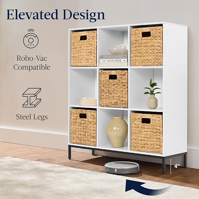 Best Choice Products 9-Cube Bookshelf, 3-Tier Wood Storage Bookcase W/Legs, 11in Shelf Opening, Cube Organizer, Living Room, 