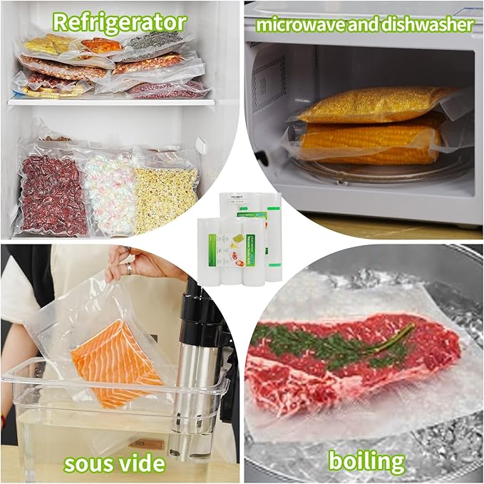 L'ELEF MISTICO Vacuum Sealer Bags for Food, 11''X20' (3 Rolls) BPA Free Food Saver Bags for Sealer, Customized Size Vacuum St