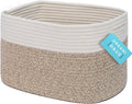 OrganiHaus Cotton Rope Basket for Shelf - Woven Storage Basket for Organizing, Closet & Toy Storage - Brown/Off-White - 15x9x