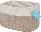 OrganiHaus Cotton Rope Basket for Shelf - Woven Storage Basket for Organizing, Closet & Toy Storage - Brown/Off-White - 15x9x