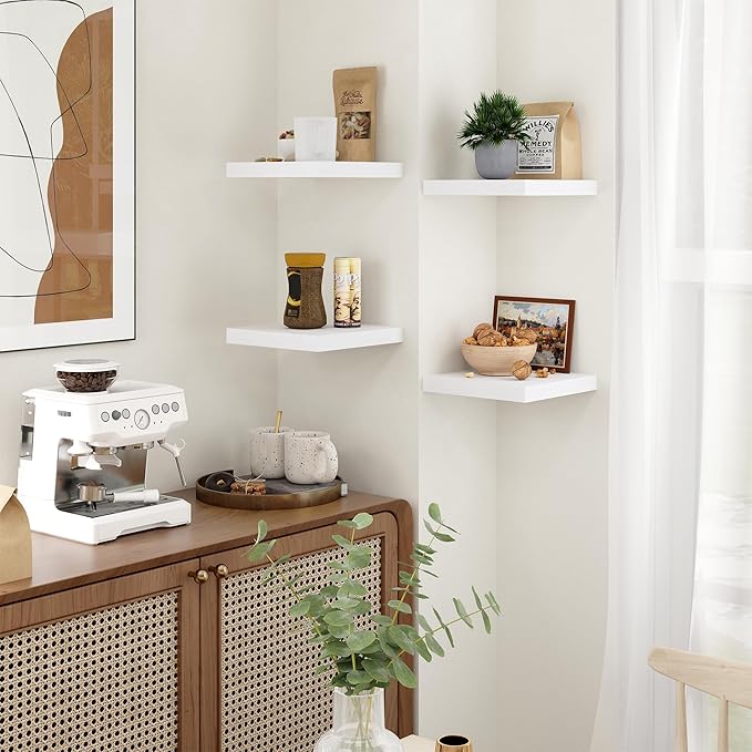 Fun Memories Floating Shelves for Wall - 9.3 Inch Square Shelves with Invisible Brackets, Small Wall Shelf for Living Room, B