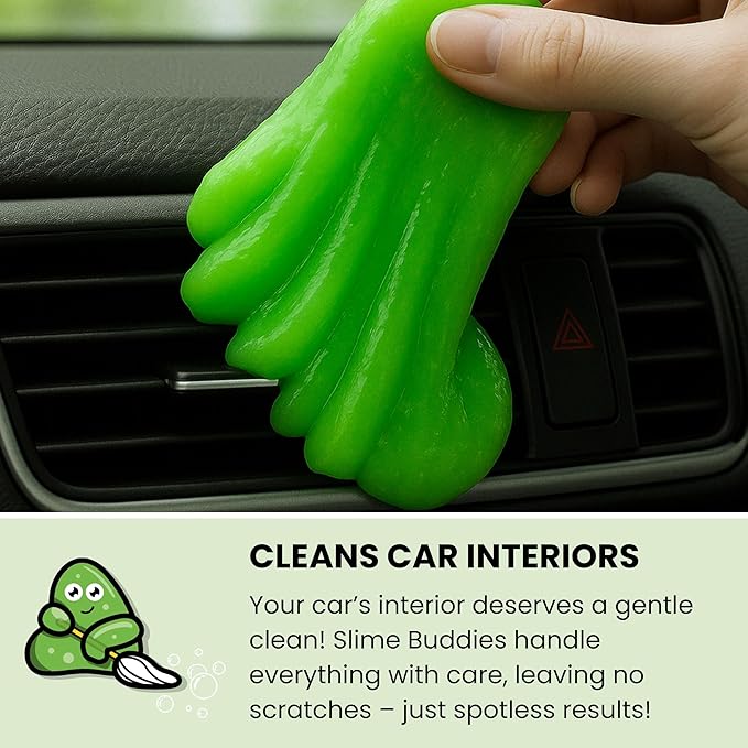 Slime Buddies Car Cleaning Gel Putty - 6 Pack Apple Scented Interior Detailing Tool for Cup Holder, Air Vent & Keyboard - Reu