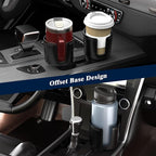 Quick-Install Car Cup Holder Expander, Space-Saving Cup Holder for Car with Offset Design, Non-Slip Large Water Bottle Holder