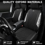 CAR PASS Oxford Bling Diamond Car Seat Covers Full Set Interior Sets, Waterproof Shining Glitter Sparkly Crystal Universal Ar
