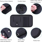 Car Sun Visor Organizer, Wisdompro Vehicle Interior Accessories Storage Pouch Auto Registration Holder with Elastic Strap for Sunglass, Documents, Cards, Pen, Drivers License, etc. (Black)