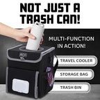 Eco Hygieia Leakproof Car Trash Can - Portable Hanging Car Garbage Can with Adjustable Elastic Strap, Wipes & Tissue Box Holder, Spillproof Opening, Mesh Pockets, Waterproof Lining