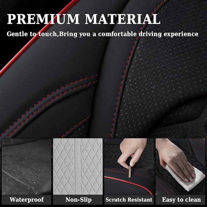 Coverado Front Seat Cover, Car Seat Cover Winter, 2PCS Car Seat Protector, Seat Covers for Cars, Breathable Faux Leather Car 