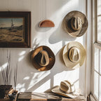 2-Pack Wall-Mounted Wooden Hat Rack| Non-Damage Brim Design Keeps Hat Shape | Wooden Holder with Satin Finish Hooks | Western