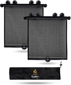 EcoNour Car Window Covers for Baby (2 Pack) | Retractable Car Window Shades for Protecting Kids, Passengers & Pets from Harmful Sun Rays | Window Sun Shade for Trucks, SUVs | (22”x24”)