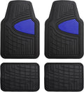 FH Group Automotive Floor Mats - Heavy-Duty Rubber Floor Mats for Cars, Universal Fit Full Set, Climaproof Floor Mats, Trimmable Floor Mats for Most Sedan, SUV, Truck Floor Mats Blue