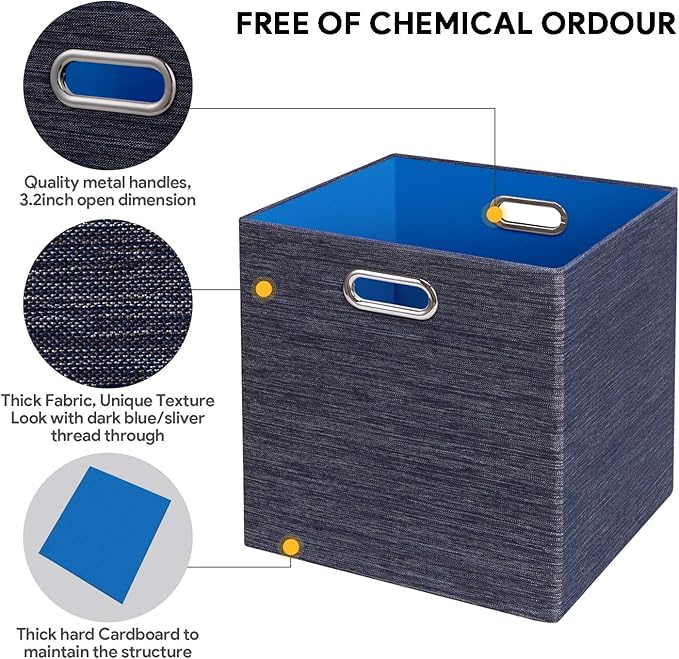 Posprica Storage Cube Basket Bins,13×13 Foldable Storage Containers for Shelf Cabinet Bookcase Boxes,Thick and Heavy Duty Fab