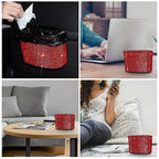 Cavalcade Car Trash Can, Hanging Trash Bin, Leakproof Garbage Organizer, Bling Vehicle Waste Basket, Mini Dustbin Container with Clip for Car, Office, Kitchen, Bedroom, Home and More, Red, Small
