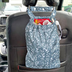 Waterproof Car Trash Bag Reusable Portable Garbage Can with Drawstring Top Adjustable Hanging Strap Leakproof & Washable for Cars SUVs & Trucks (Leaves)