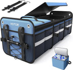 HOTOR Trunk Organizer - 3-Compartment Car Organizer and Storage with Cooler Bag, Foldable Car Storage Organizer for SUV with