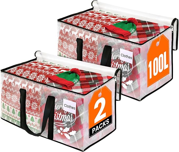RoomHacks Clear Heavy Duty Extra Large Moving Bags, Reinforced Handle and Double Zipper Storage Bags, Packing Bags Alternativ