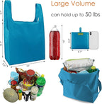 BeeGreen Light Blue Reusable Grocery Bags Wholesale Blue Reusable Kitchen Bags Bulk Foldable-Machine Washable with Zipper Storage Pouch 50 Packs