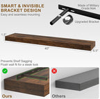 Fun Memories Floating Shelves for Wall, 40Inch Floating Shelves Set of 2, Hanging Shelf with Invisible Brackets, Wood Shelves