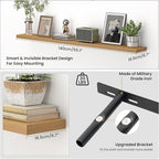 Heimlove 55 Inch Floating Shelves for Wall,Extra Long Mounted Storage Wall Shelves with Invisible Metal Bracket for Bedroom L