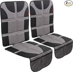 Lusso Gear Car Seat Protector - 2-Pack Waterproof Padded Shield & Mesh Pockets for Baby Travel Gear - Universal Fit Seat Cove