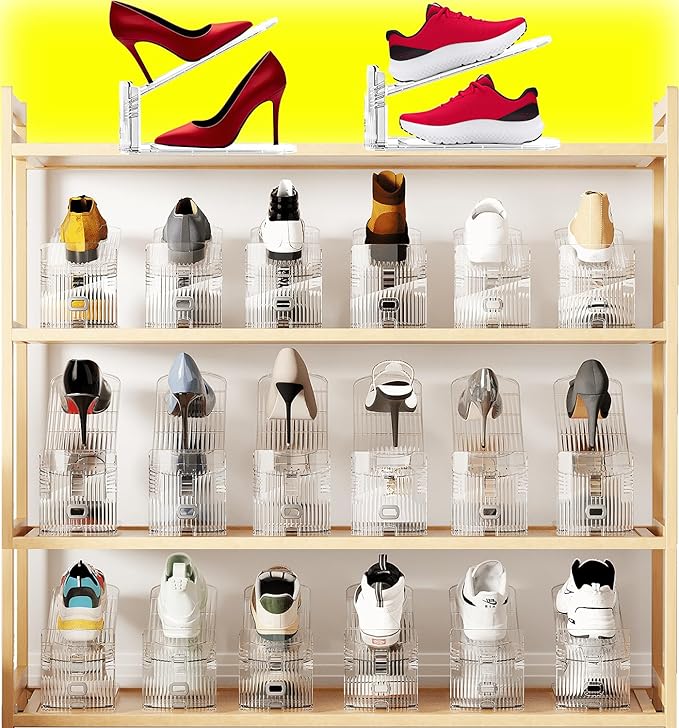 Shoe Slots Organizer for Closet 20PACK Shoe Stacker Adjustable Shoe Slots Organizer Shoe Space Savers Double Layer Stack Shoe