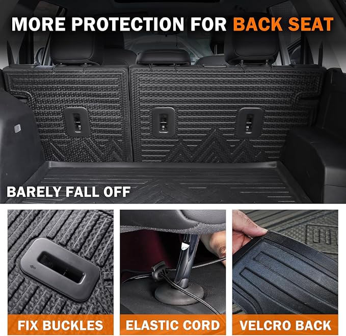 KUST Floor Mats for 2025-2026 Chevy Equinox/GMC Terrain Accessories (Gas Only), All Weather Car Mats with Backrest Mat & Cargo Trunk Liner & Door Sill Protector, TPE Rubber, Raised Edge, Full Set