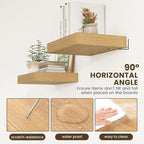 12 Inch Deep Floating Shelves | 16 Inch Oak Floating Shelves Set of 2 | 16W x 12D Rustic Shelves for Wall | Deep Wood Shelves