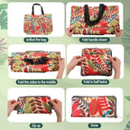 Cunno 6 Pcs Reusable Foldable Grocery Bags, Large Capacity Shopping Bag with Zipper Handle, Waterproof, Women