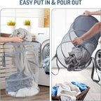 Seiritex Mesh Popup Laundry Hamper 115L Collapsible Laundry Basket Extra Large Capacity Foldable Clothing Storage Basket with