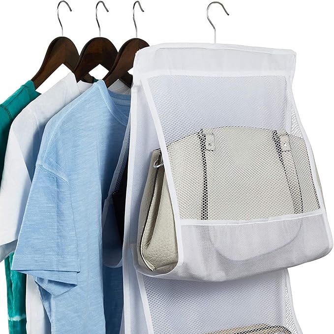 Okuna Outpost 8-Pocket Fabric Mesh Hanging Purse Organizer - 2-Pack, White, 48 x 13.8 in - Hanging Closet Organizer & Purse R