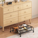 2 Tier Shoe Rack Underbed Organizer Storage Rack with Wheels Woven Mesh Cloth Shoe Organizer Drawer Space Saving for Bedroom 