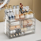 ZHIAI Stackable Storage Drawers, Acrylic Bathroom Counter Organizer Clear Makeup Organizers for Vanity, Kitchen Cabinets, Bat