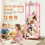 Stuffed Animal Storage Zoo Tower,56In Wooden Large Stuffed Animal Holder Organizer with Wheels,Stuffy Plushies Storage with E